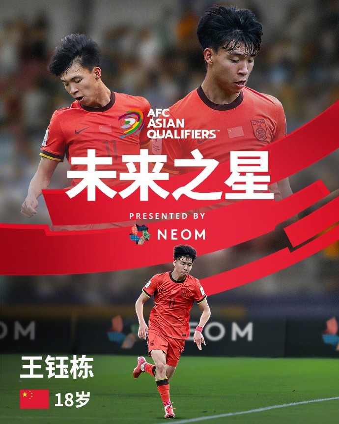 亞洲杯官方社媒發(fā)布王鈺棟個(gè)人海報(bào)：青年軍的旗幟，飄揚(yáng)在前哨