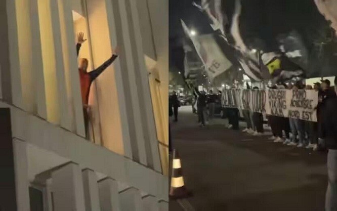 都體：尤文球迷來到酒店外支持新主帥，圖多爾向球迷們揮手致意